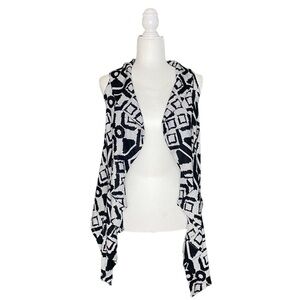 NWOT Geometric Draped Open-Front Vest with Waterfall Collar · Size S (fits S/M)